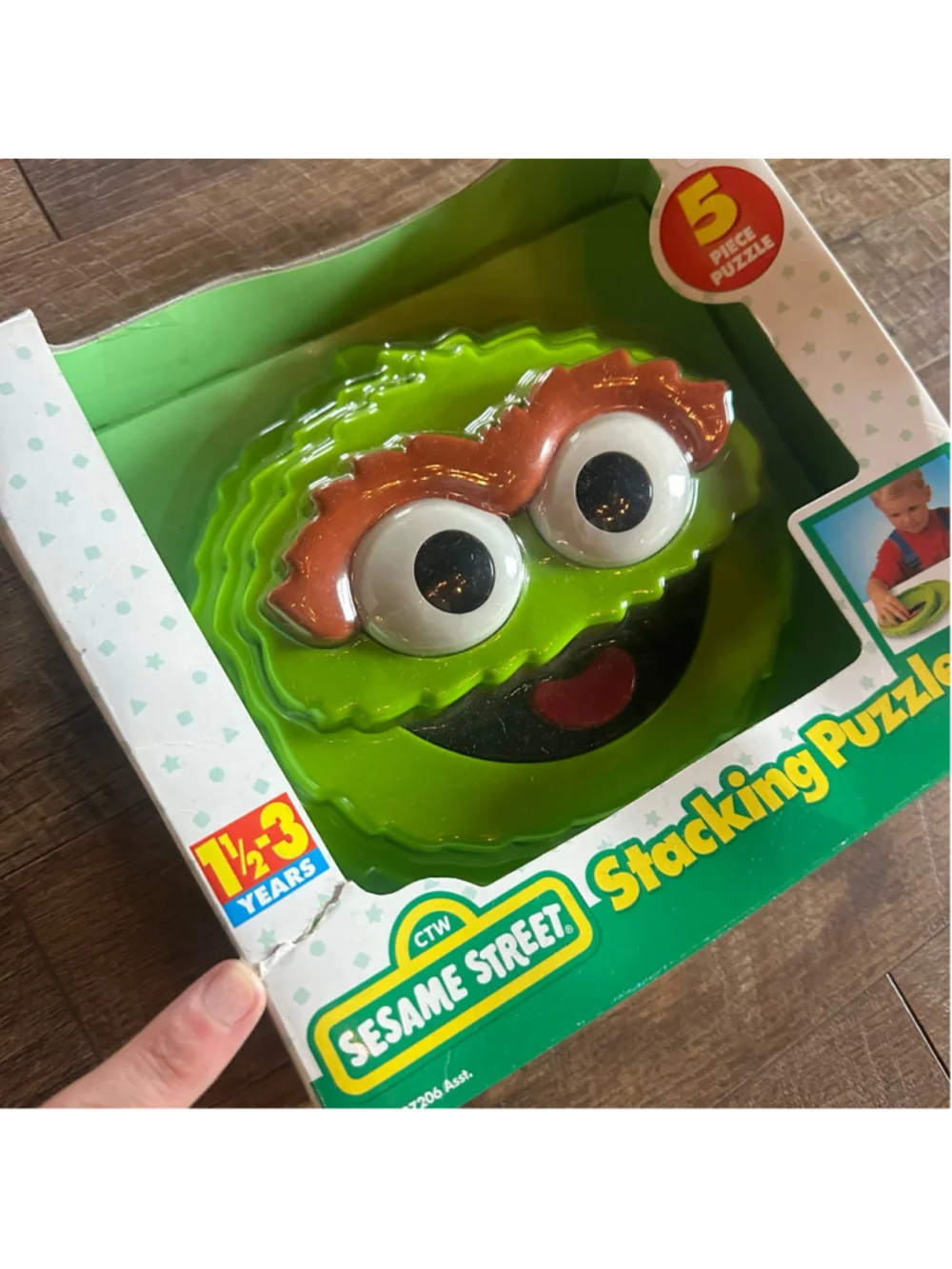 Vintage Fisher-Price Oscar the Grouch Stacking Puzzle New